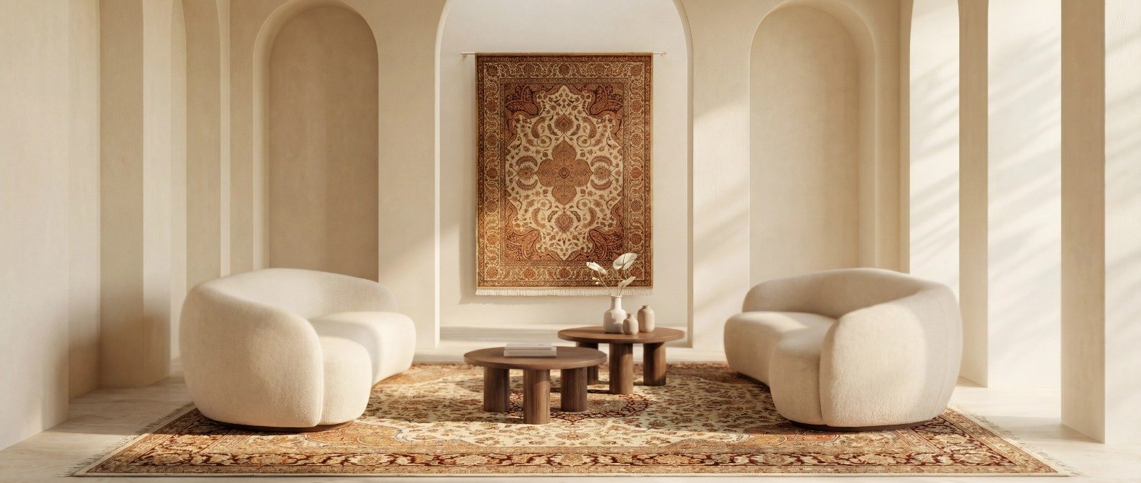 Luxury hand-knotted carpet installed in a five-star hotel lobby — supplied by Kaleen Baba