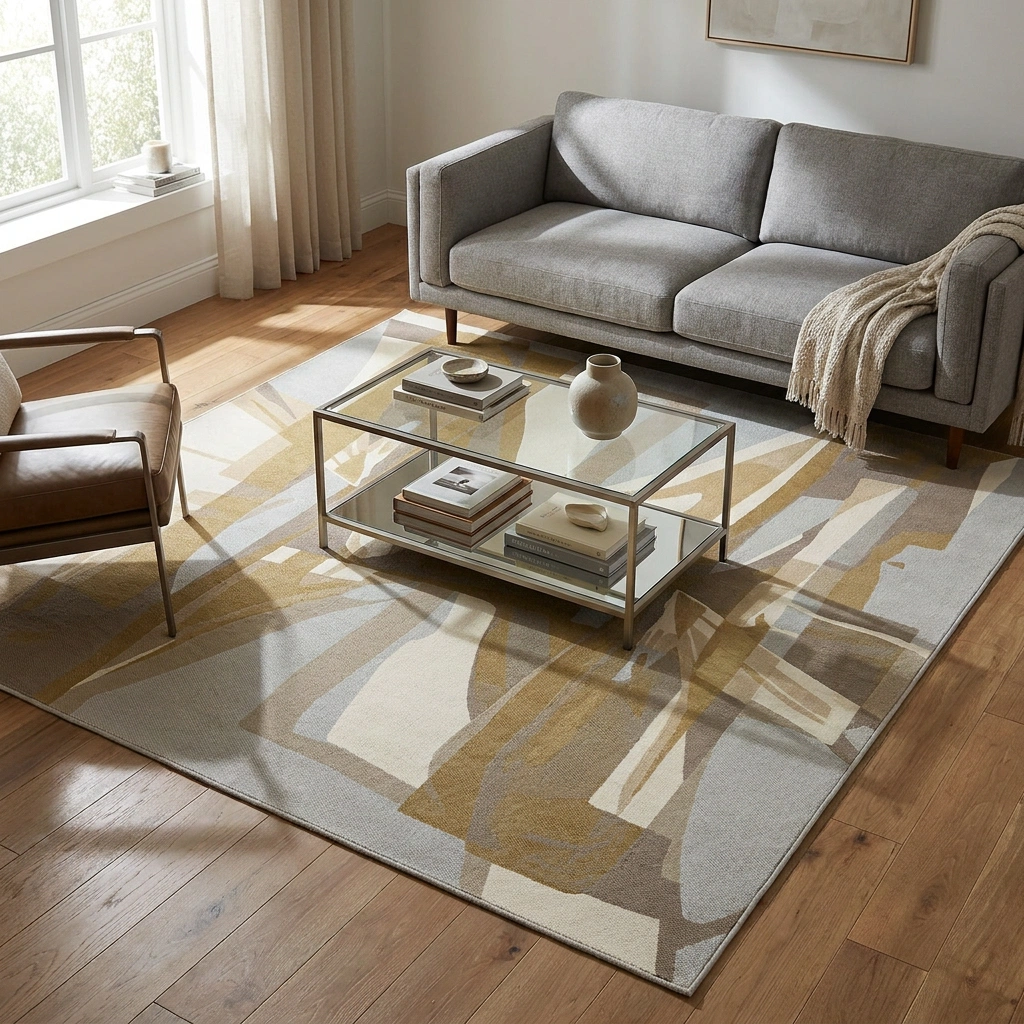 Geometric Abstract Hand-Tufted Wool Rug - Image 14