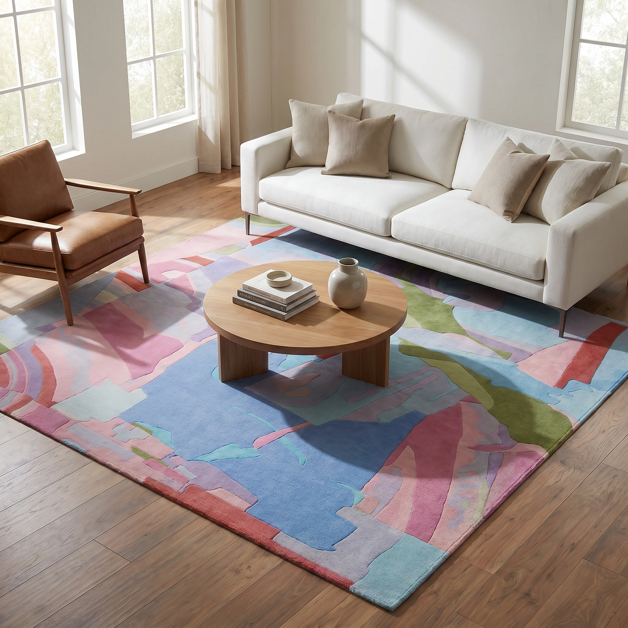 Pastel Abstract Hand-Tufted Wool Rug - Image 20
