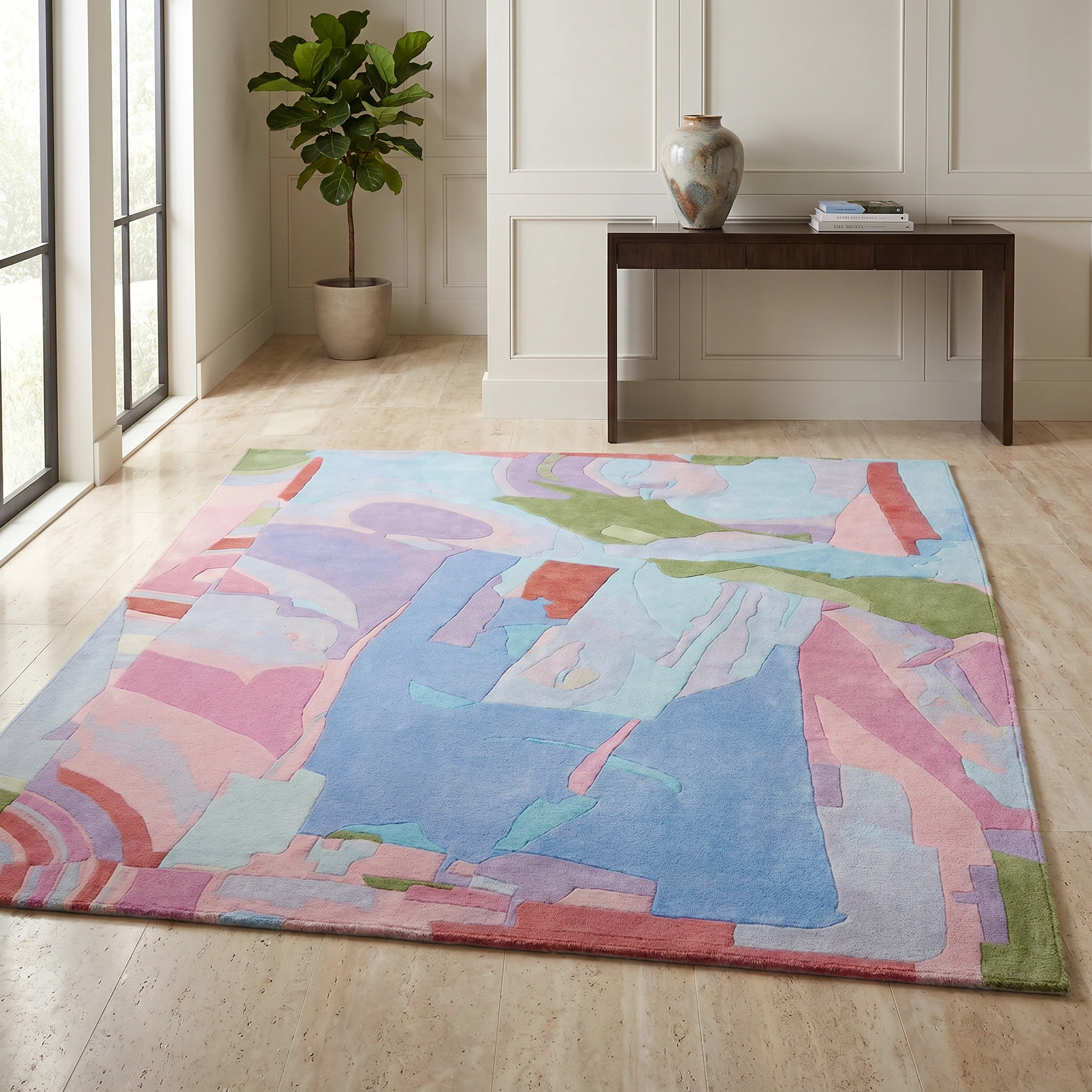 Pastel Abstract Hand-Tufted Wool Rug - Image 8