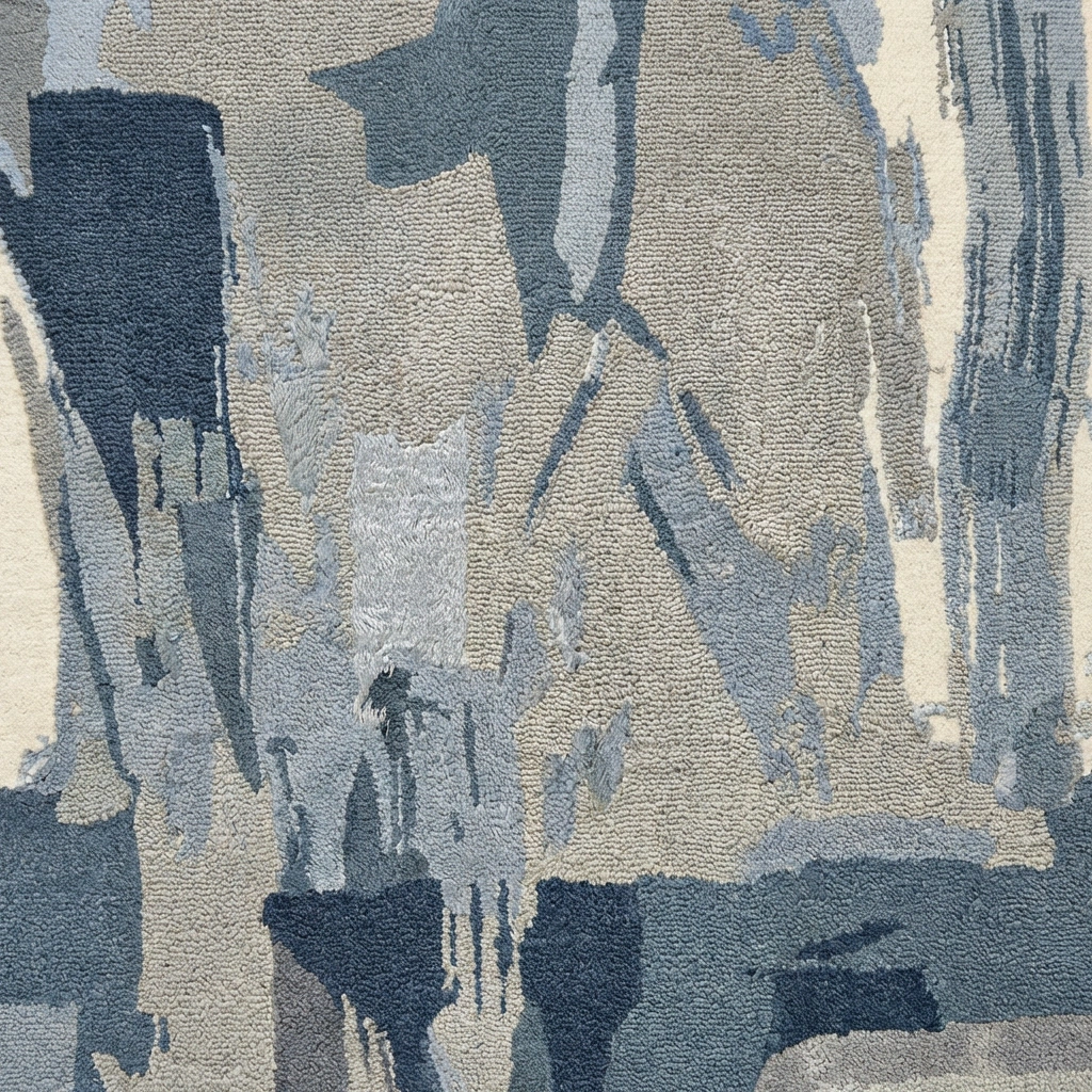 Hand-Tufted Abstract Grey Wool Rug - Image 8
