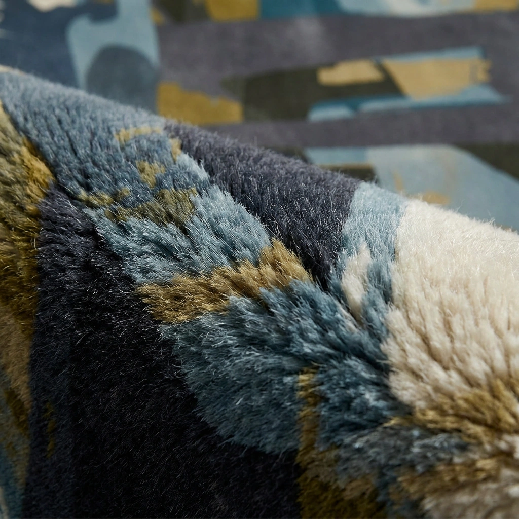 Abstract Blue-Grey Hand-Tufted Wool Rug - Image 9