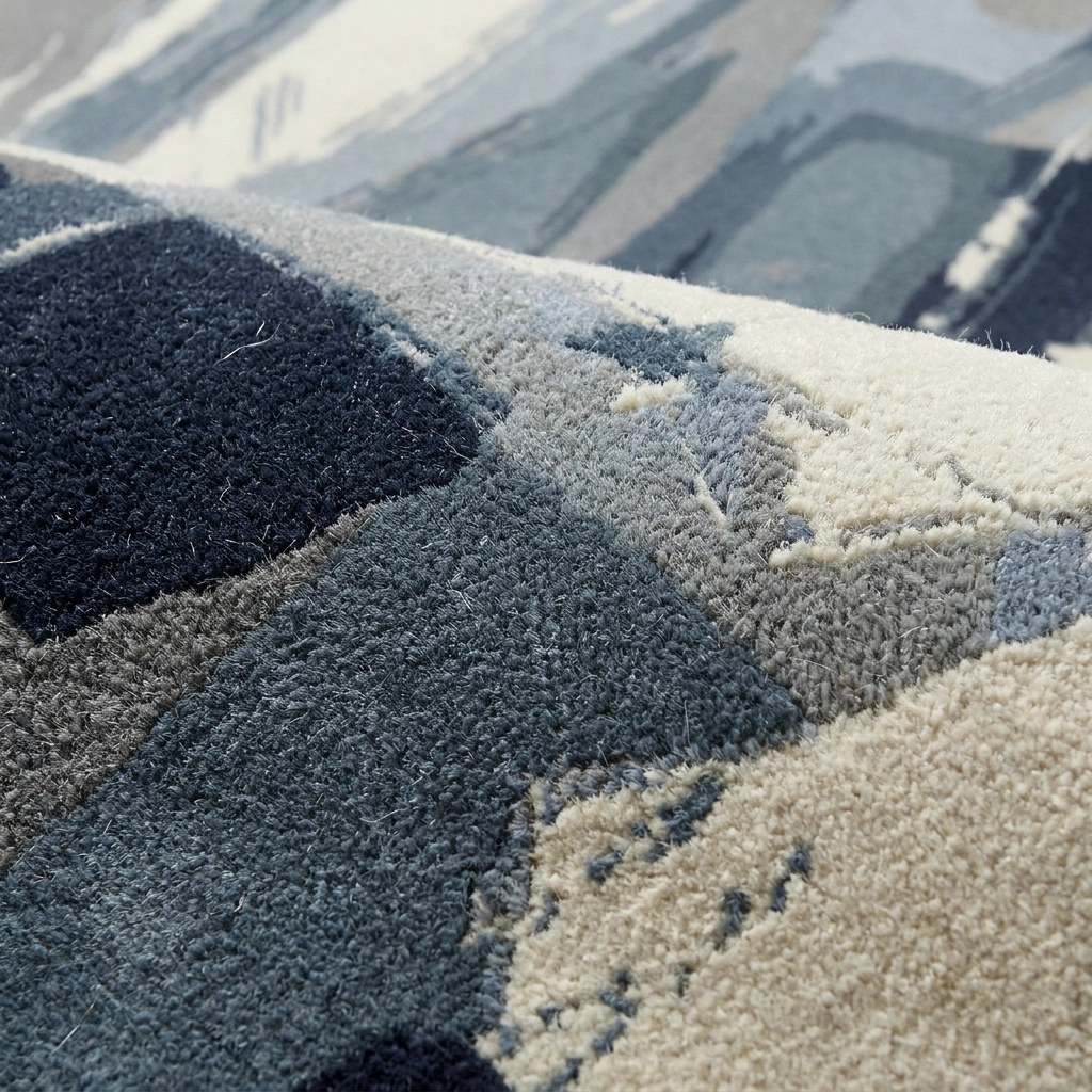 Hand-Tufted Abstract Grey Wool Rug - Image 9