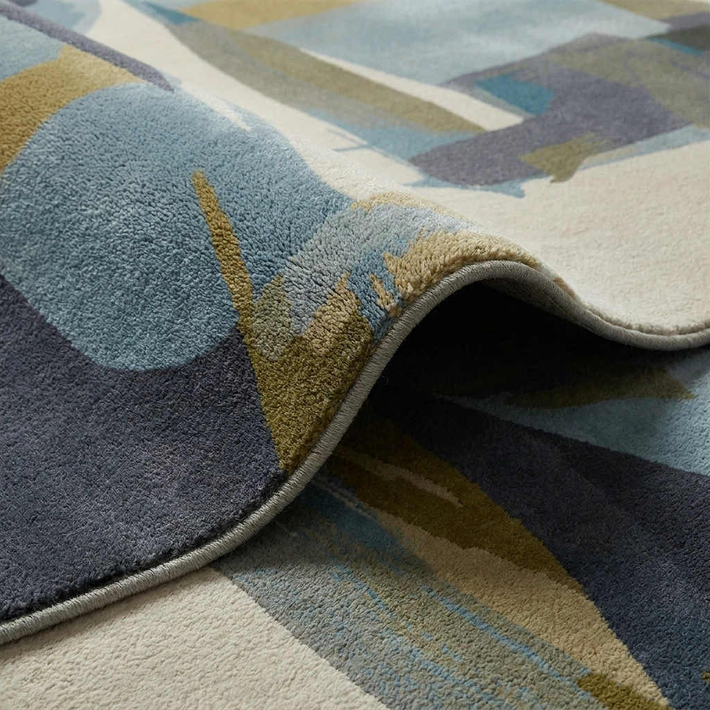 Abstract Blue-Grey Hand-Tufted Wool Rug - Image 10