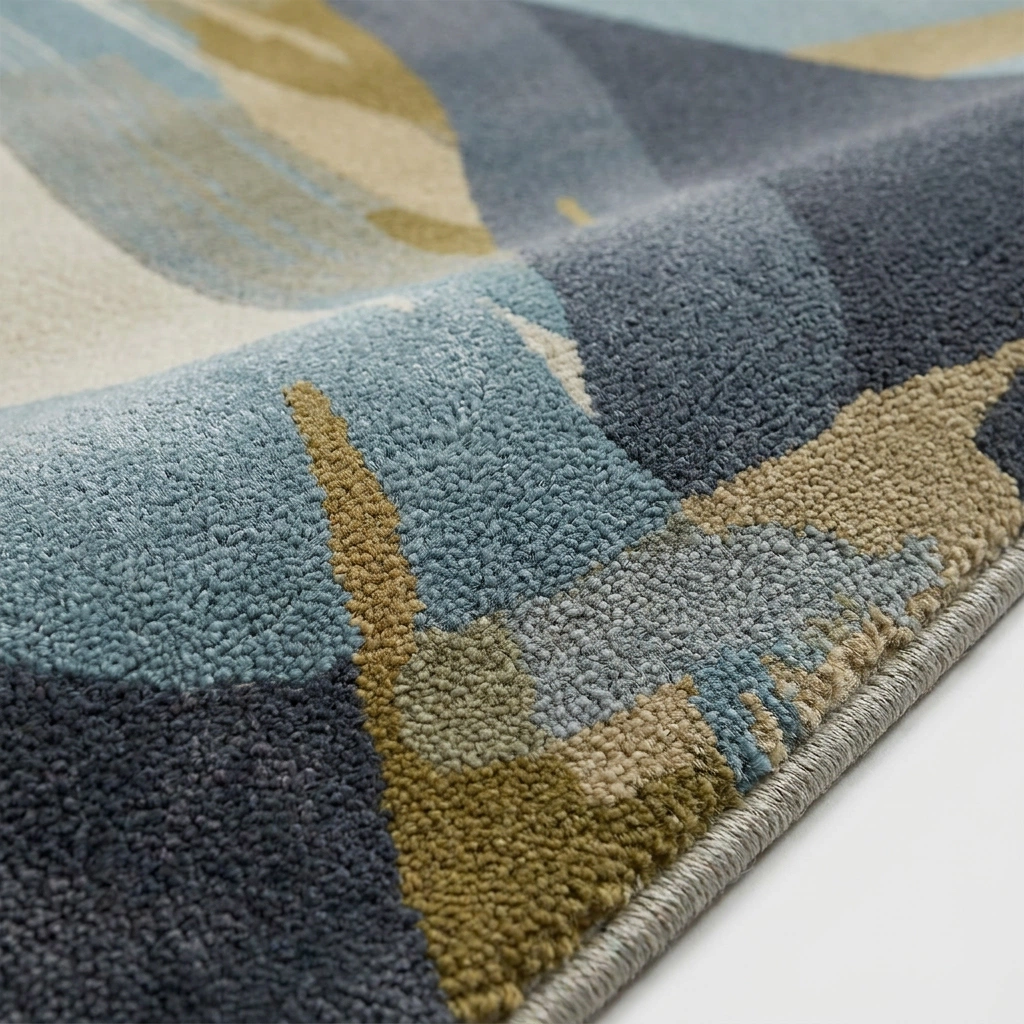 Abstract Blue-Grey Hand-Tufted Wool Rug - Image 11