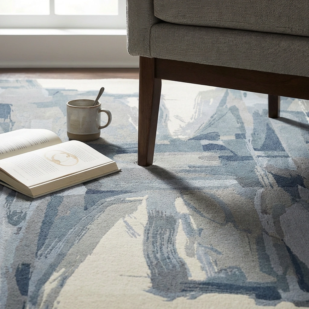 Hand-Tufted Abstract Grey Wool Rug - Image 12