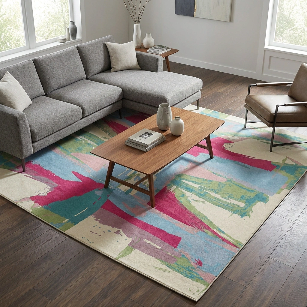 Abstract Hand-Tufted Wool Rug - Image 2
