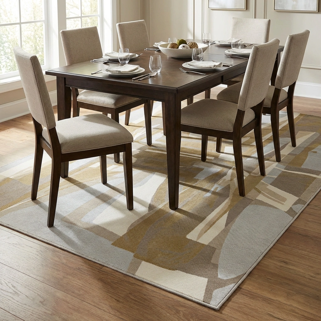 Geometric Abstract Hand-Tufted Wool Rug - Image 2