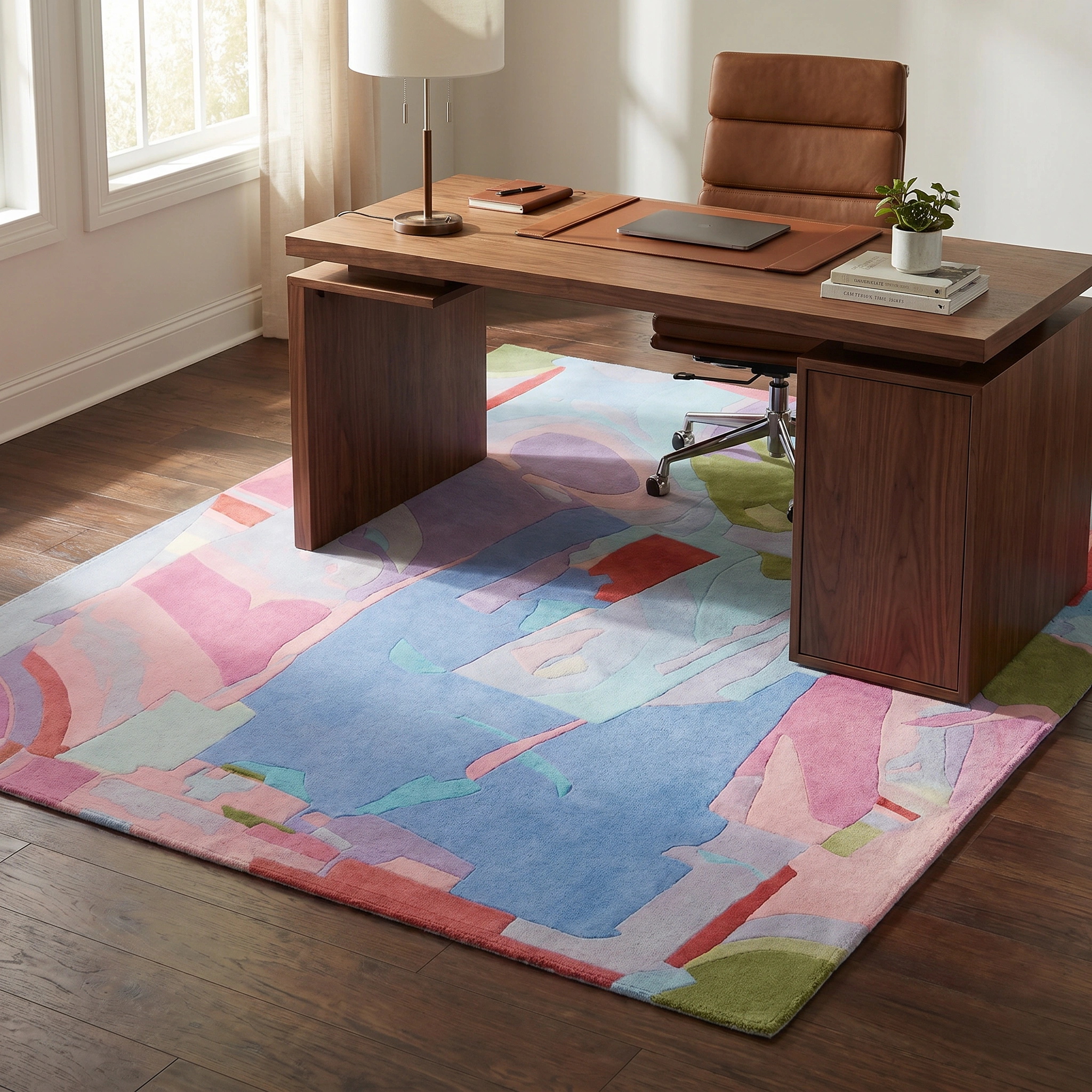 Pastel Abstract Hand-Tufted Wool Rug - Image 2