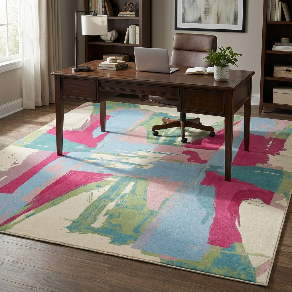 Abstract Hand-Tufted Wool Rug - Image 3
