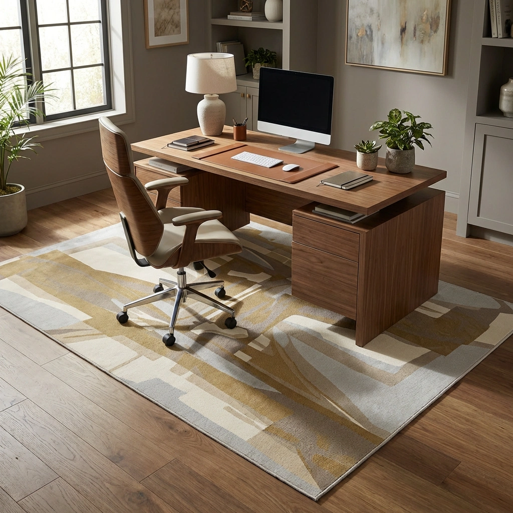 Geometric Abstract Hand-Tufted Wool Rug - Image 3
