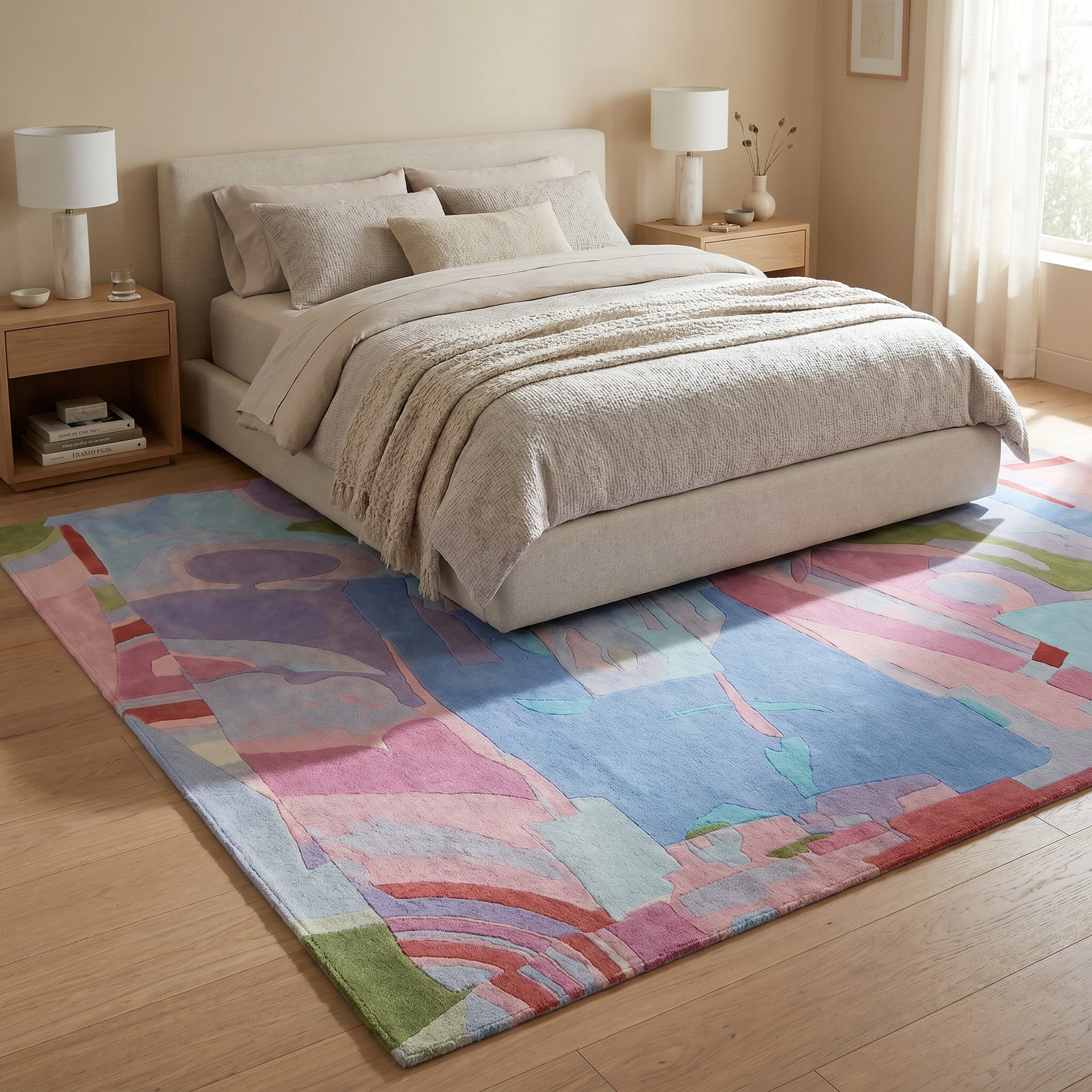 Pastel Abstract Hand-Tufted Wool Rug - Image 3