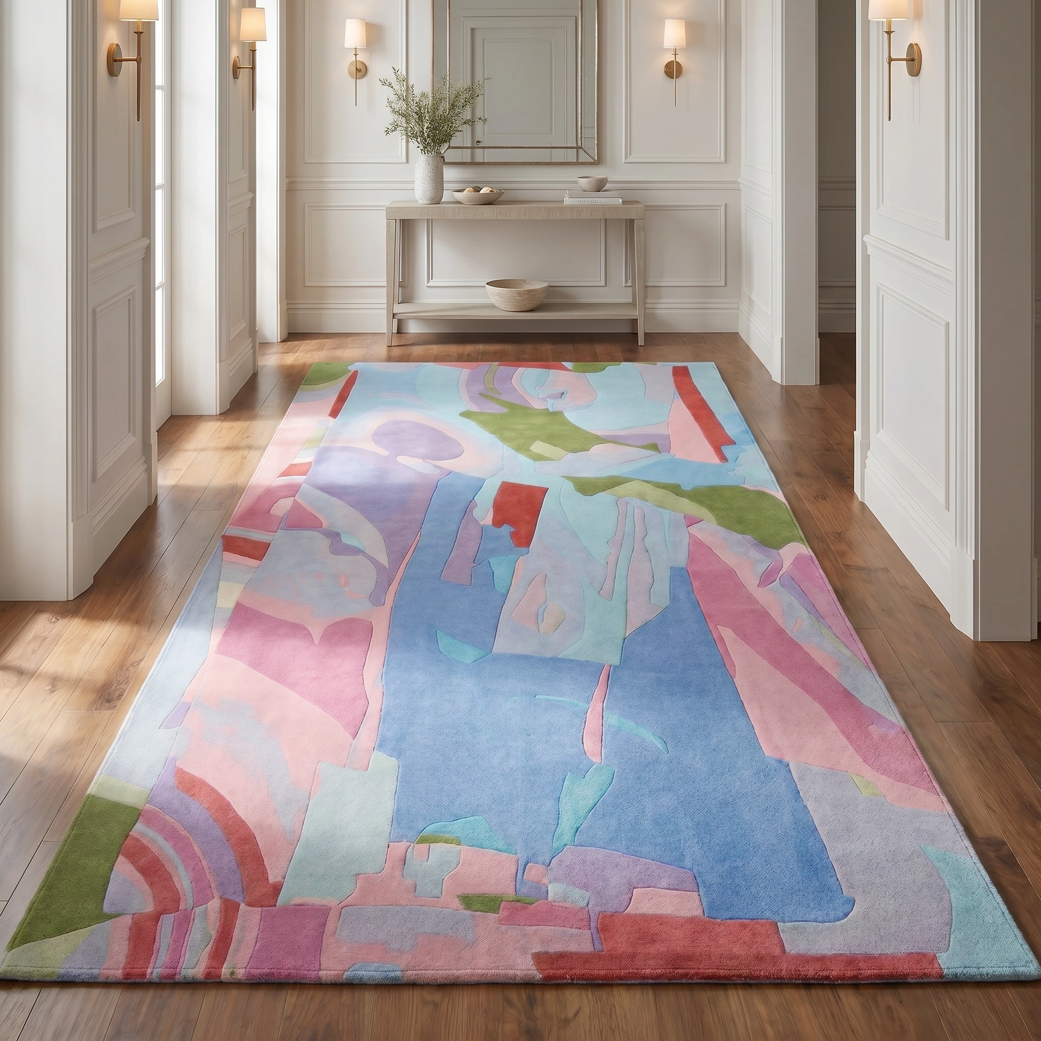 Pastel Abstract Hand-Tufted Wool Rug - Image 4