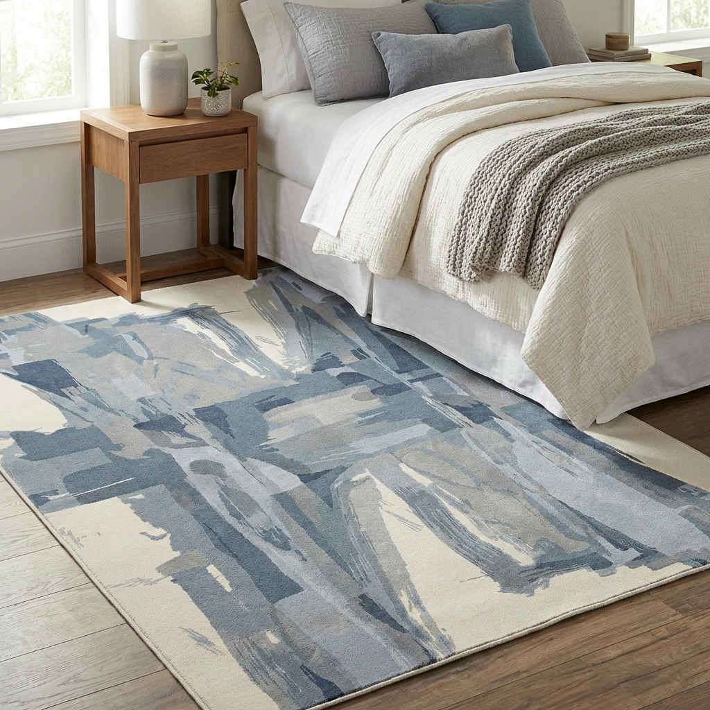 Hand-Tufted Abstract Grey Wool Rug - Image 3