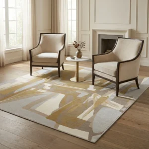 Geometric Abstract Hand-Tufted Wool Rug
