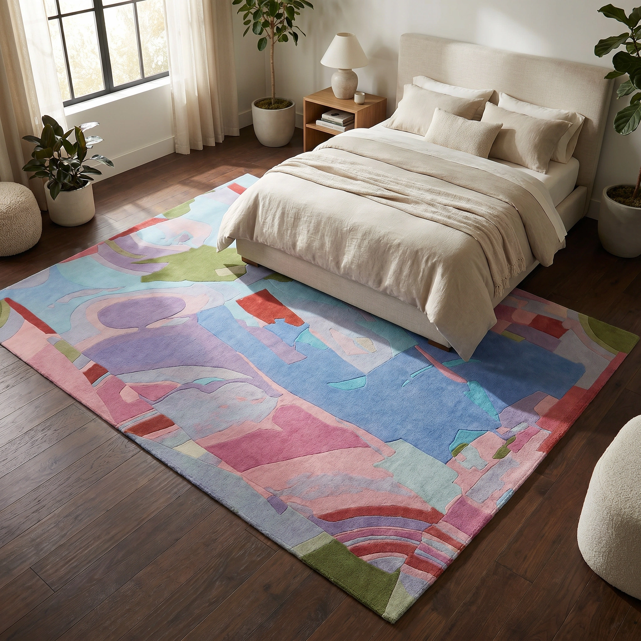 Pastel Abstract Hand-Tufted Wool Rug - Image 5