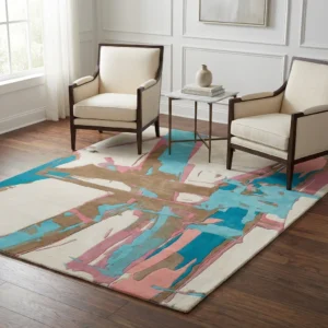 Abstract Color-Block Hand-Tufted Wool Rug