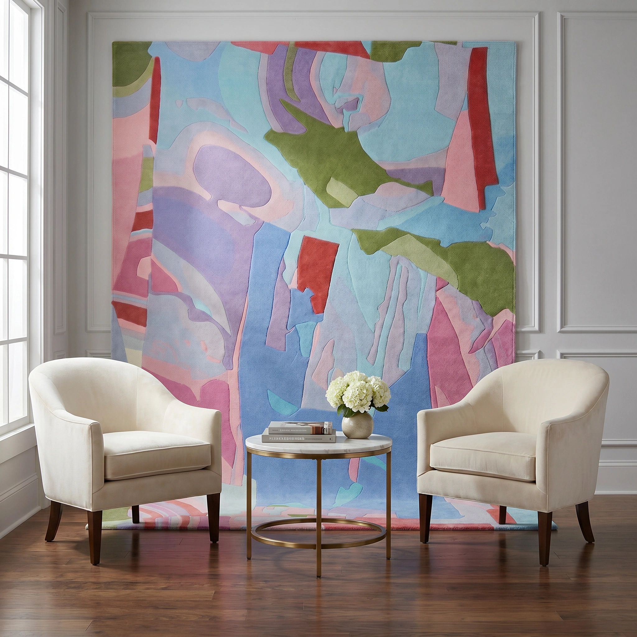 Pastel Abstract Hand-Tufted Wool Rug - Image 6