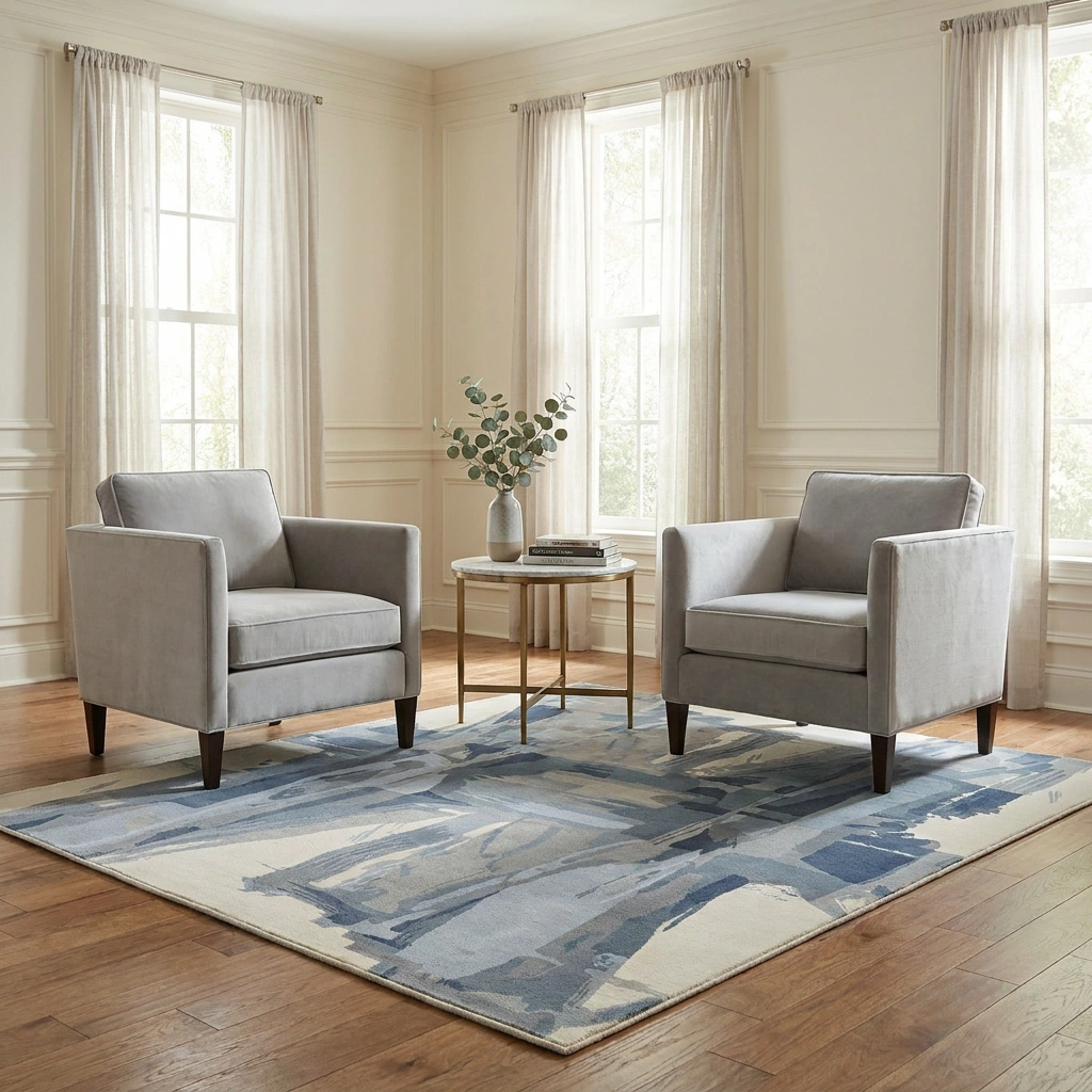 Hand-Tufted Abstract Grey Wool Rug - Image 5