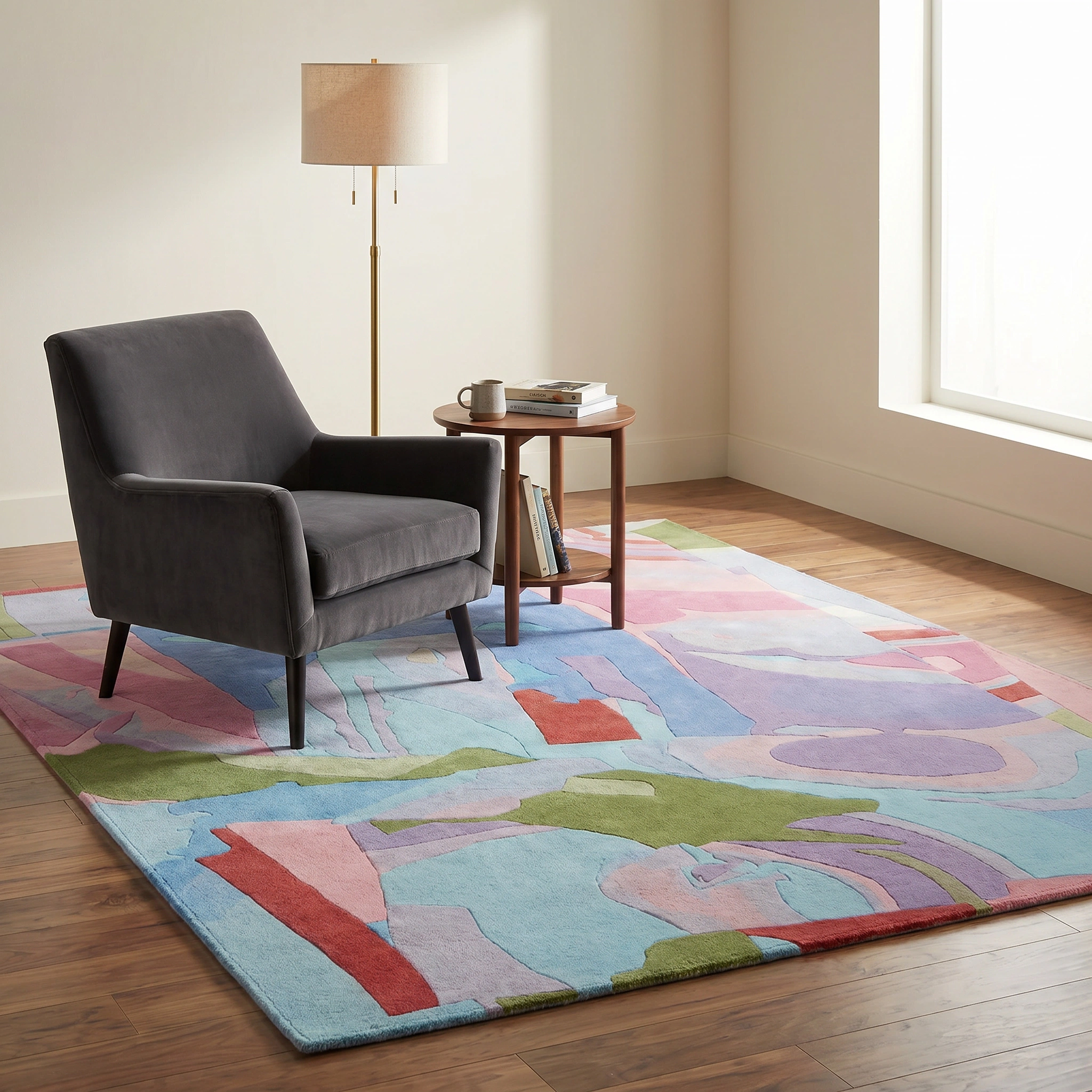Pastel Abstract Hand-Tufted Wool Rug - Image 7