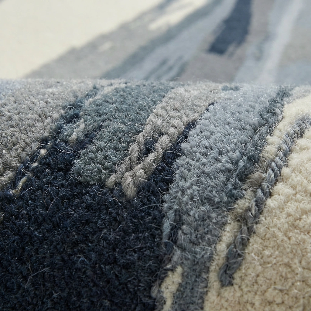 Hand-Tufted Abstract Grey Wool Rug - Image 6