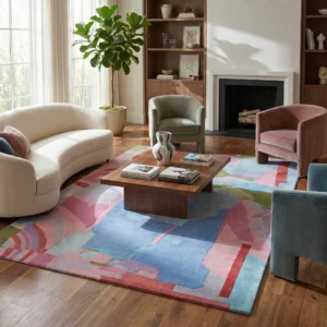 Pastel Abstract Hand-Tufted Wool Rug