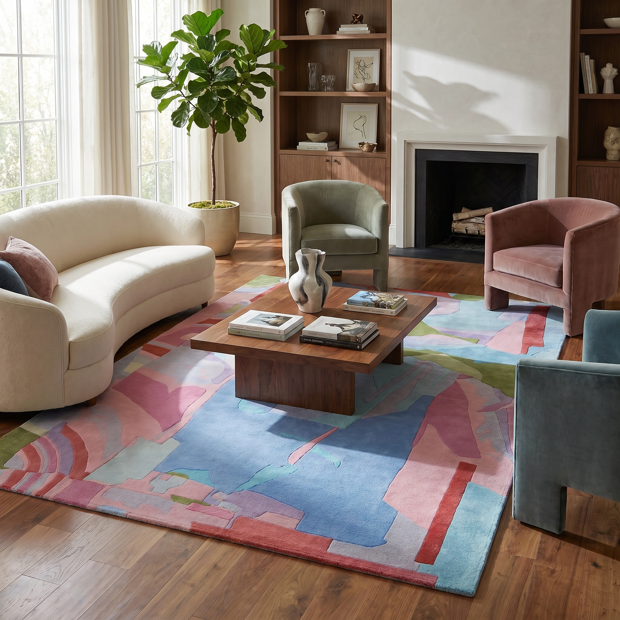 Pastel Abstract Hand-Tufted Wool Rug