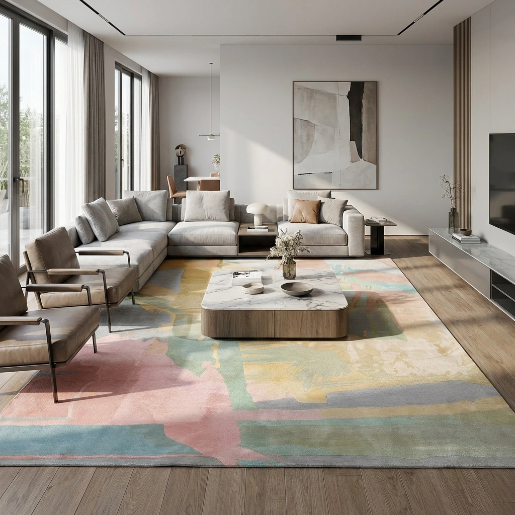 KB-9051 Pastel Abstract Hand-Tufted Wool Rug - Image 13