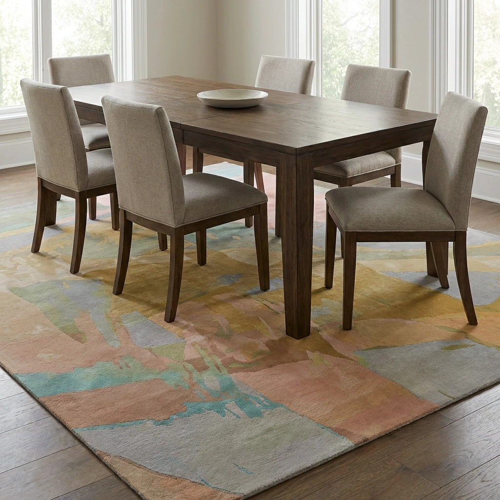 KB-9051 Pastel Abstract Hand-Tufted Wool Rug - Image 2