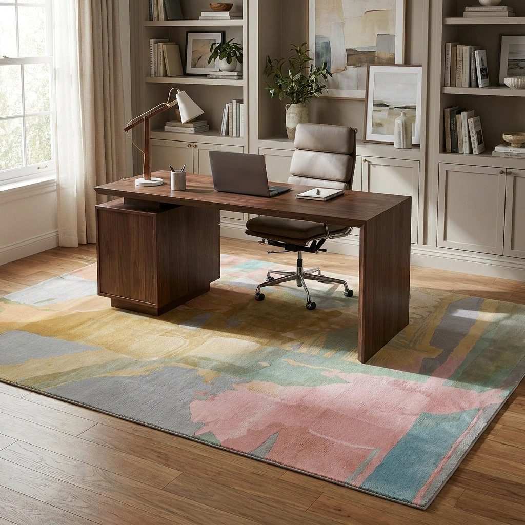 KB-9051 Pastel Abstract Hand-Tufted Wool Rug - Image 3