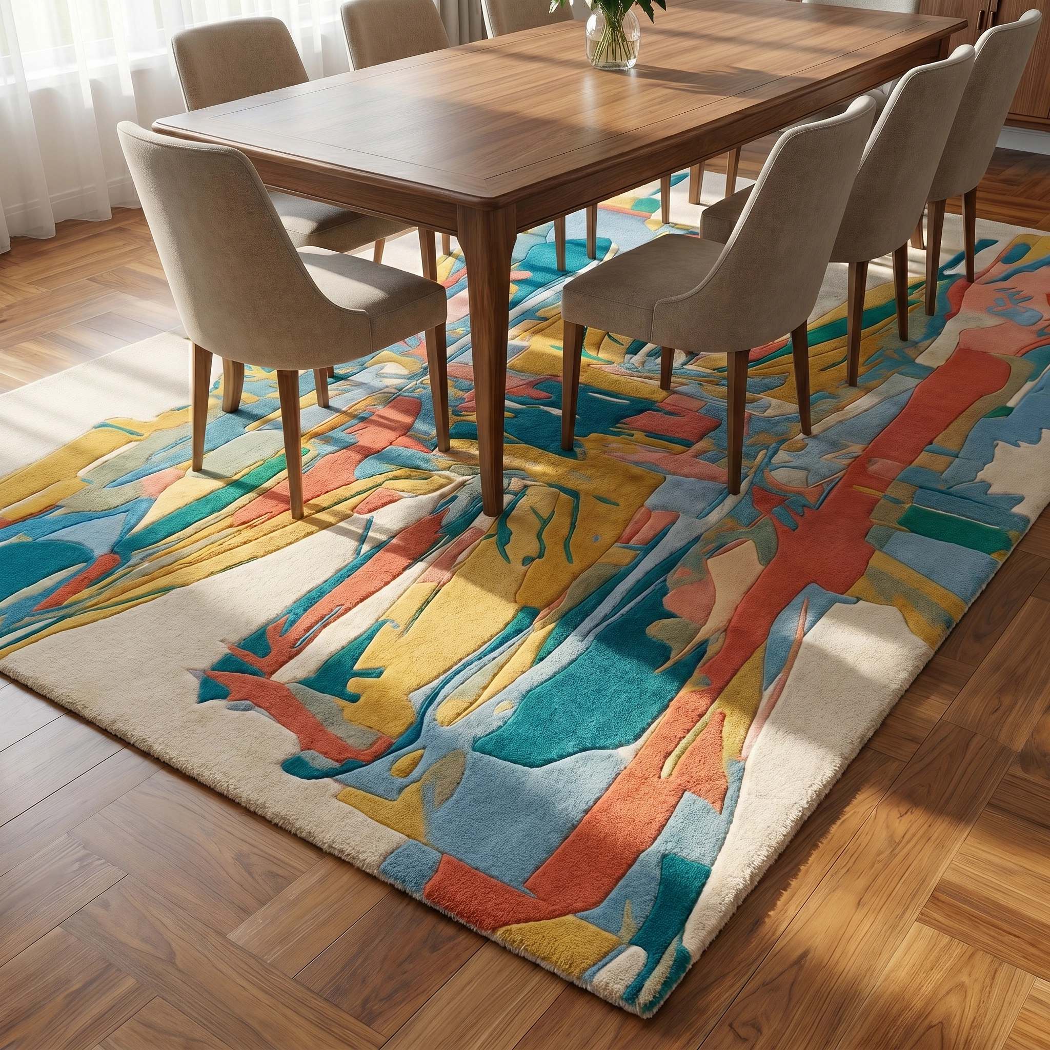 Sunset Abstract Hand-Tufted Wool Rug - Image 4