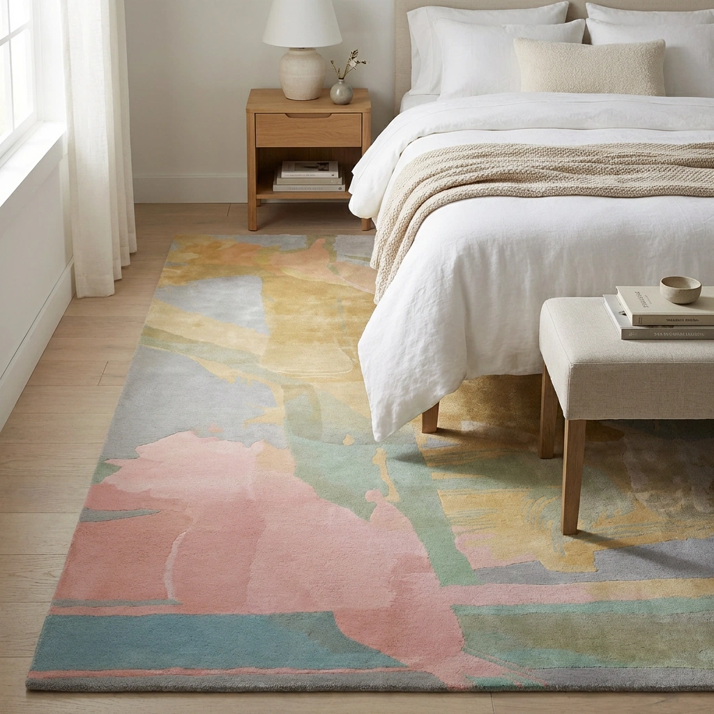 KB-9051 Pastel Abstract Hand-Tufted Wool Rug - Image 4