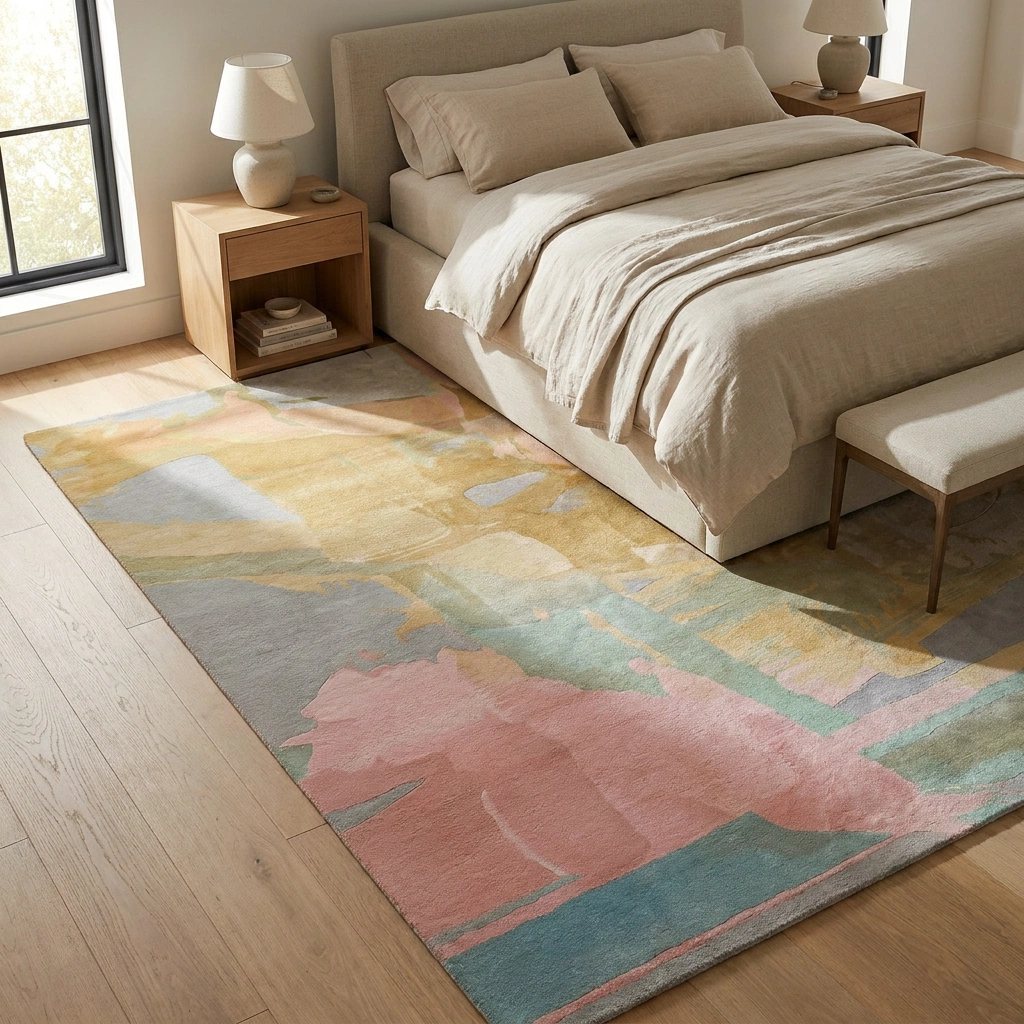 KB-9051 Pastel Abstract Hand-Tufted Wool Rug - Image 5
