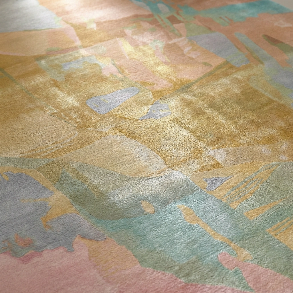 KB-9051 Pastel Abstract Hand-Tufted Wool Rug - Image 7