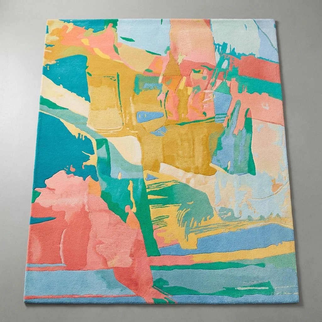 KB-9051 Pastel Abstract Hand-Tufted Wool Rug - Image 16