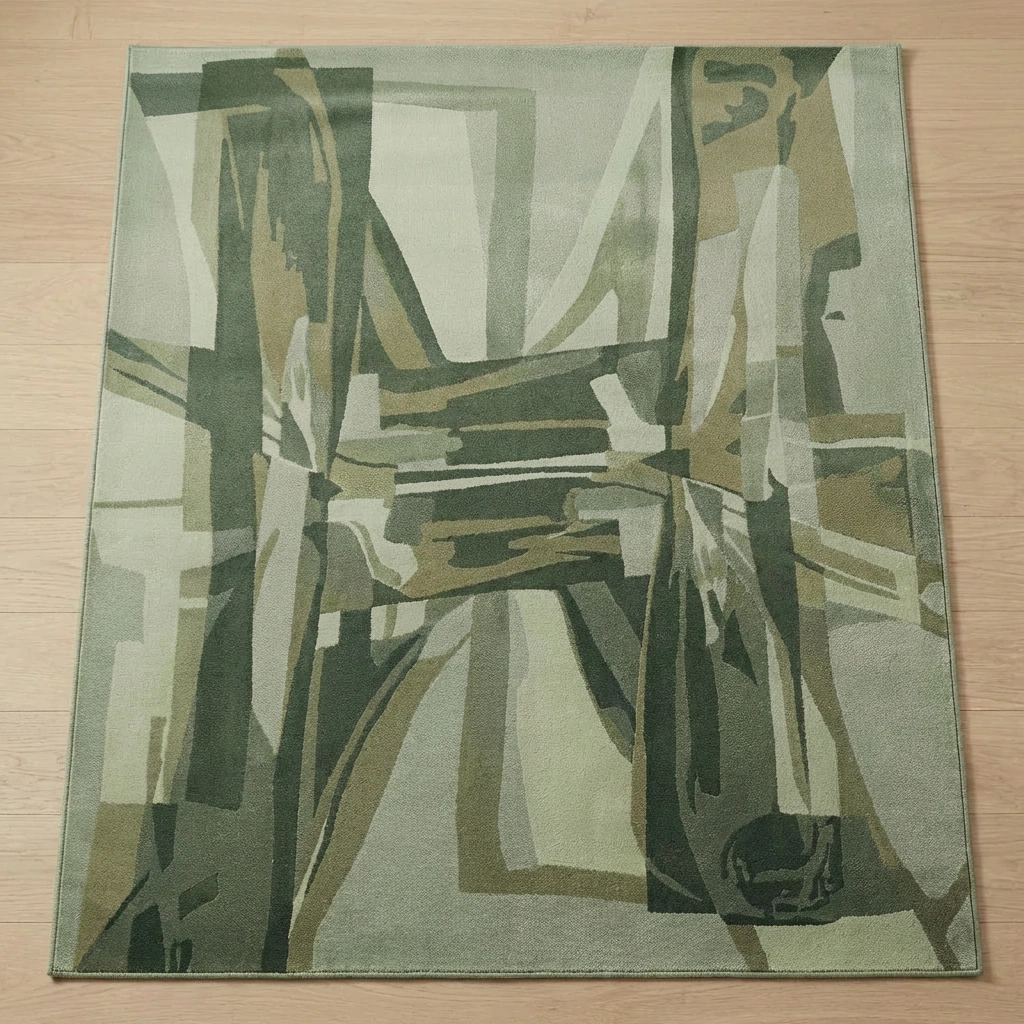 Geometric Abstract Hand-Tufted Wool Rug - Image 19