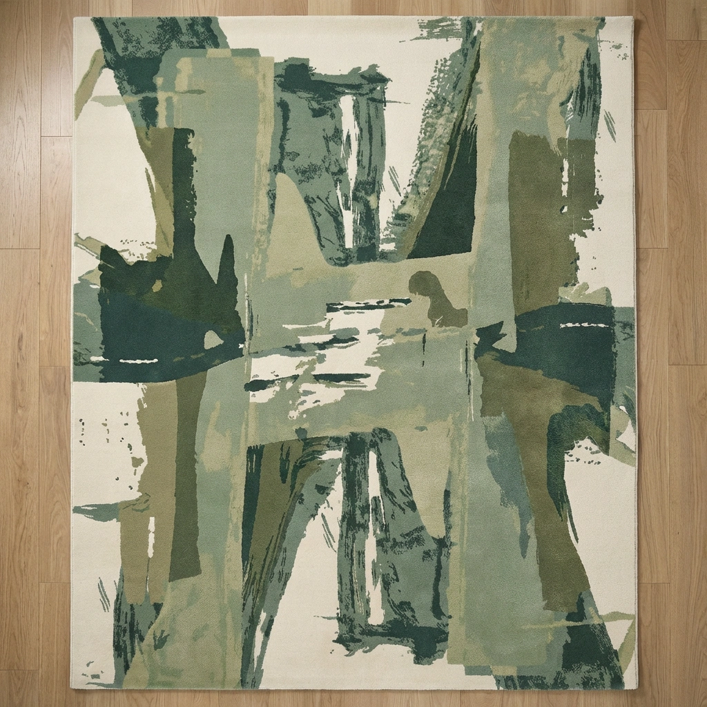 Hand-Tufted Abstract Grey Wool Rug - Image 17