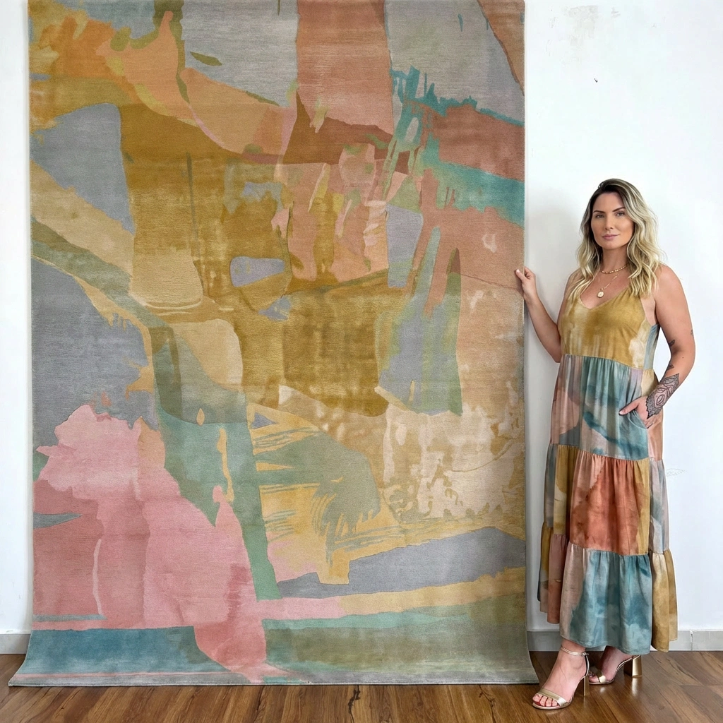 KB-9051 Pastel Abstract Hand-Tufted Wool Rug - Image 19