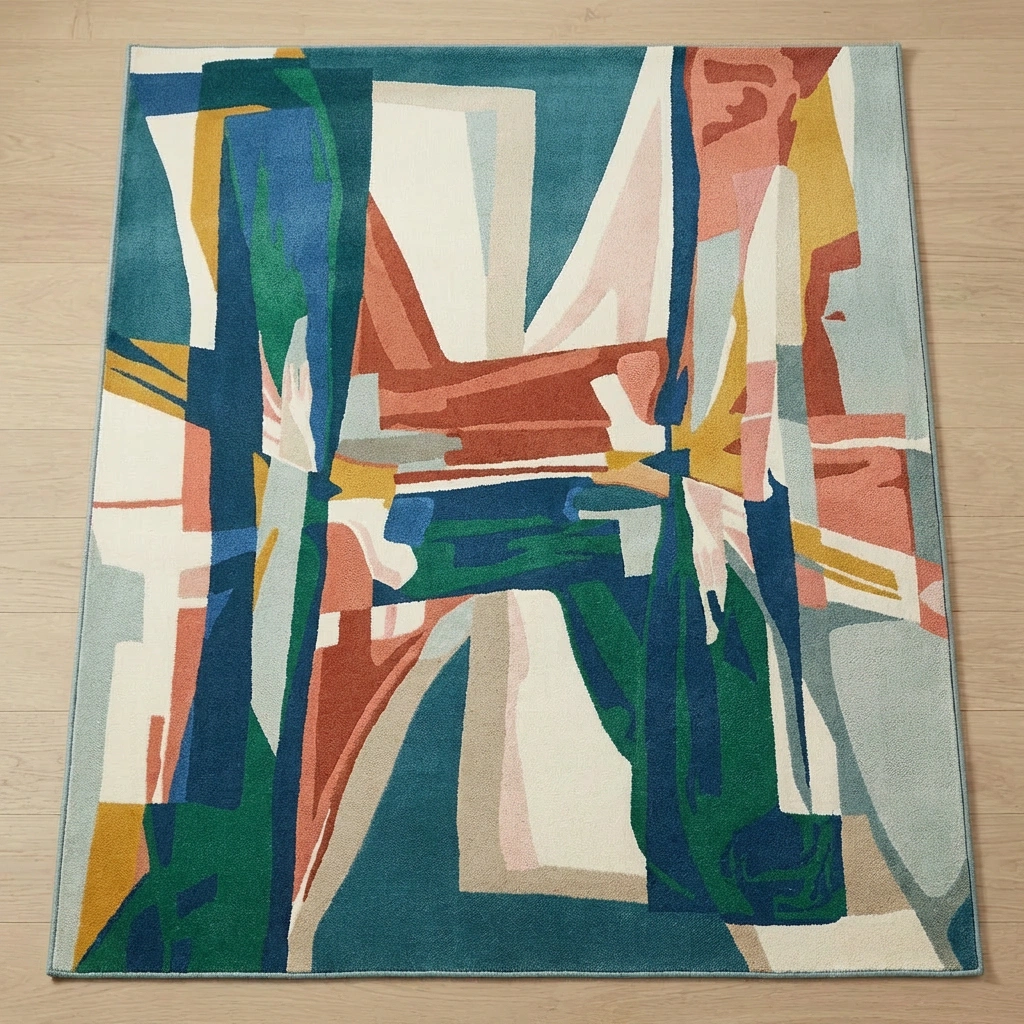 Geometric Abstract Hand-Tufted Wool Rug - Image 21