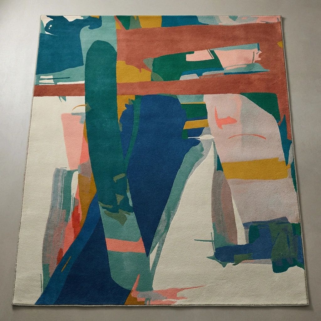 Abstract Blue-Grey Hand-Tufted Wool Rug - Image 20
