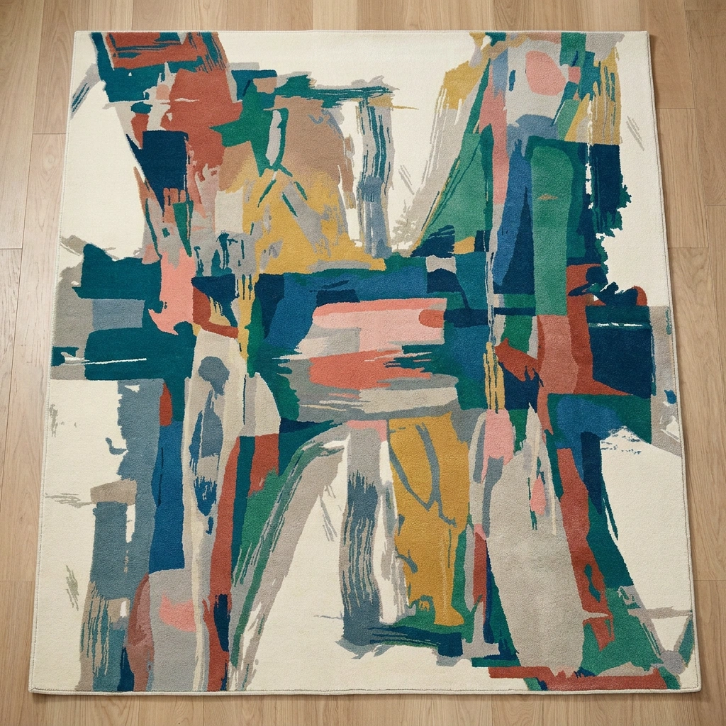 Hand-Tufted Abstract Grey Wool Rug - Image 19