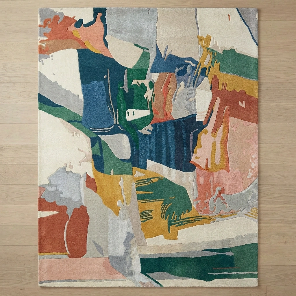 KB-9051 Pastel Abstract Hand-Tufted Wool Rug - Image 20