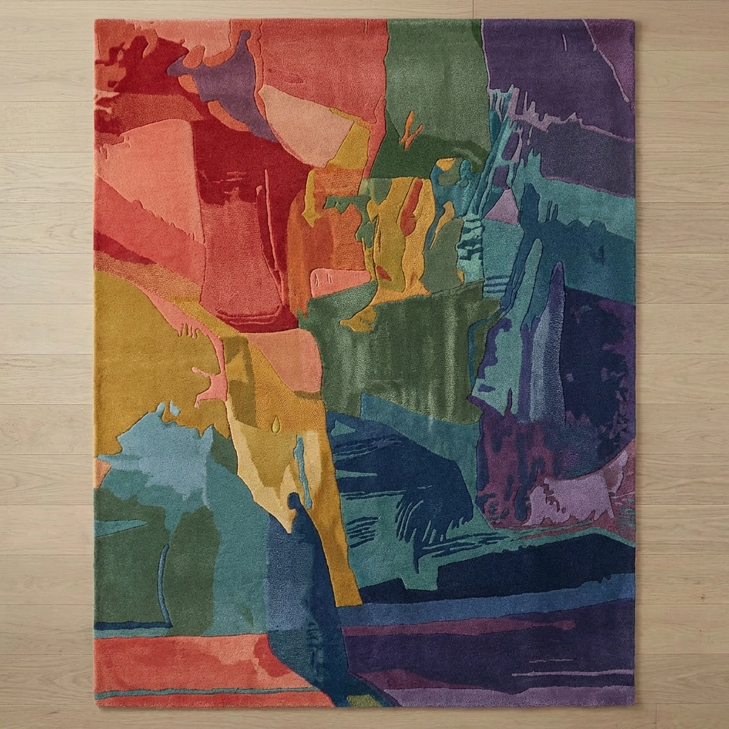 KB-9051 Pastel Abstract Hand-Tufted Wool Rug - Image 21