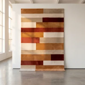 Modern Linear Blocks Hand-Tufted Wool Rug