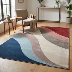 Hand-Tufted Abstract Wave Wool Rug