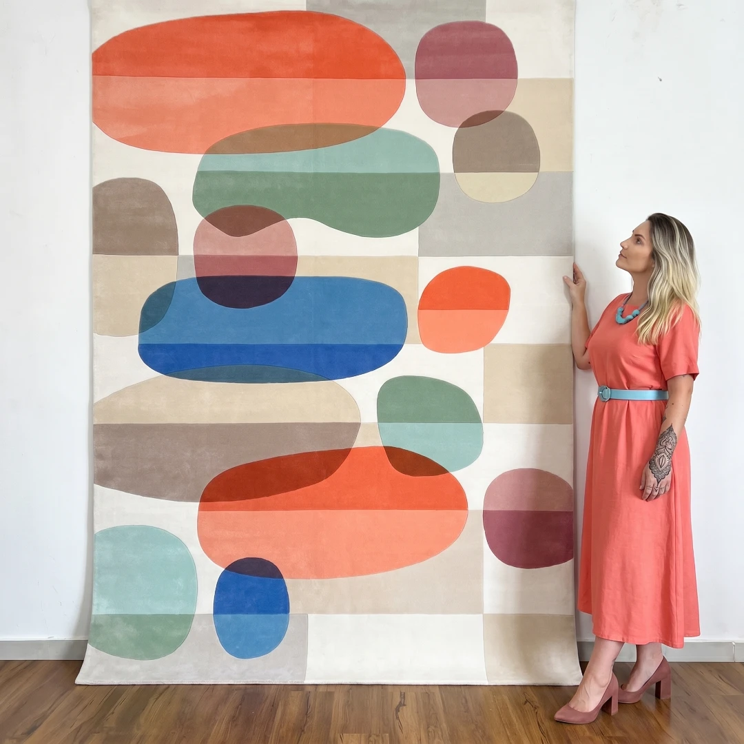 Abstract Geometric Hand-Tufted Wool Rug - Image 21