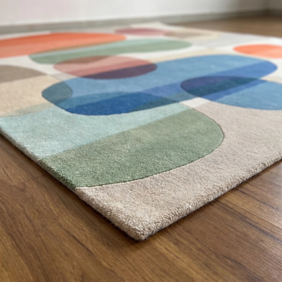 Abstract Geometric Hand-Tufted Wool Rug - Image 10