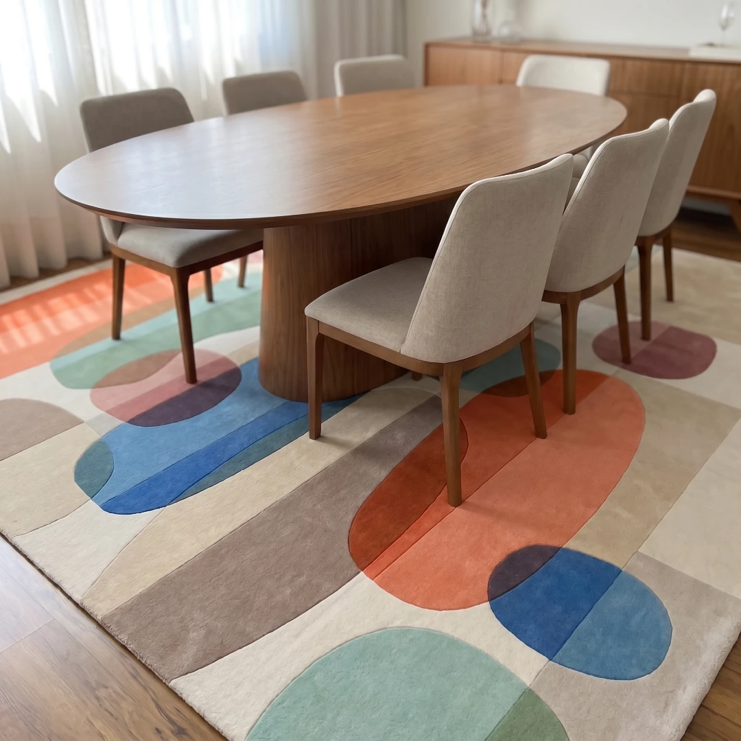 Abstract Geometric Hand-Tufted Wool Rug - Image 11