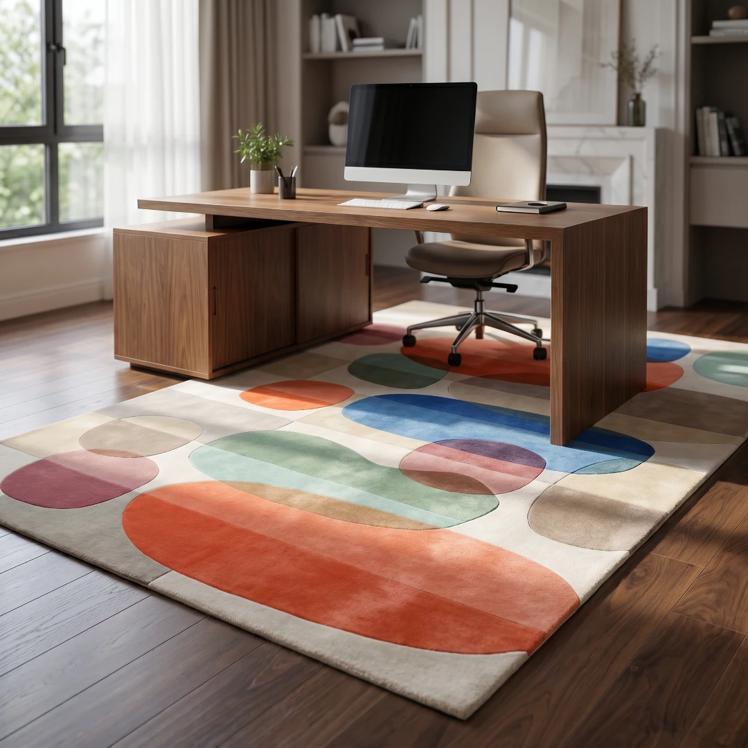 Abstract Geometric Hand-Tufted Wool Rug - Image 13