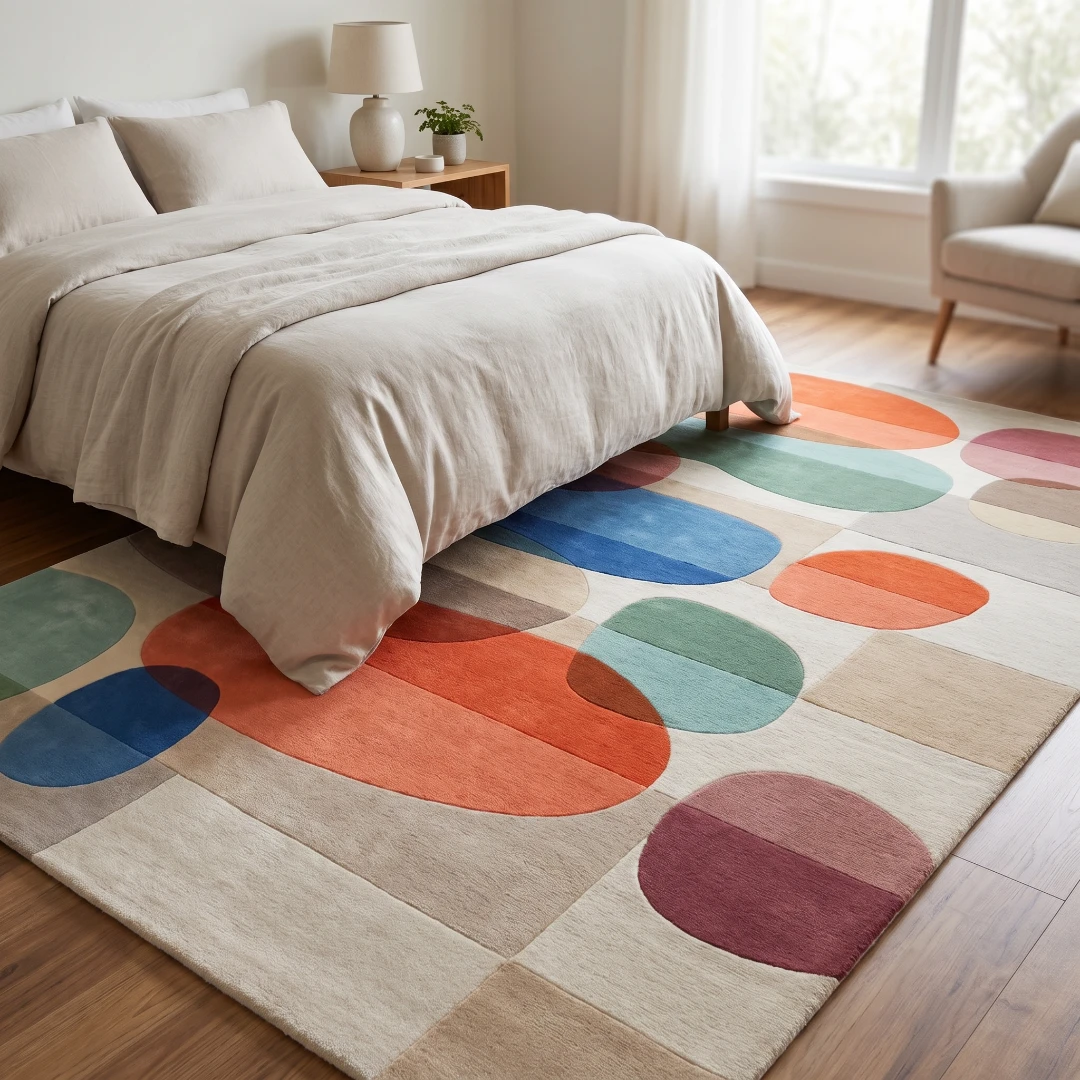 Abstract Geometric Hand-Tufted Wool Rug - Image 14